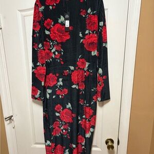 Fashion Nova Red and Black Mock Neck Sundress
